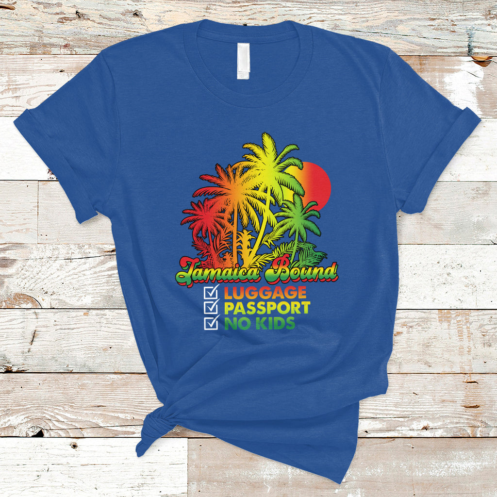 Jamaica T Shirt Jamaica Travel Luggage Passport No Kids Jamaican Reggae - Wonder Print Shop