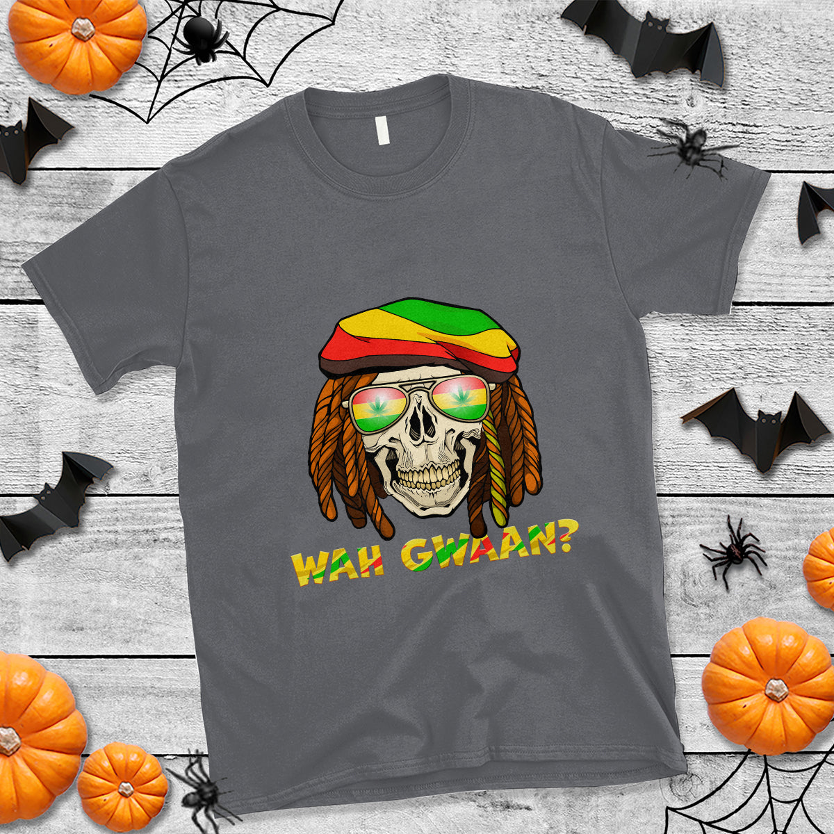 Jamaica T Shirt Wah Gwaan Jamaican Skull Pride Jamaica Flag Reggae Vacation - Wonder Print Shop