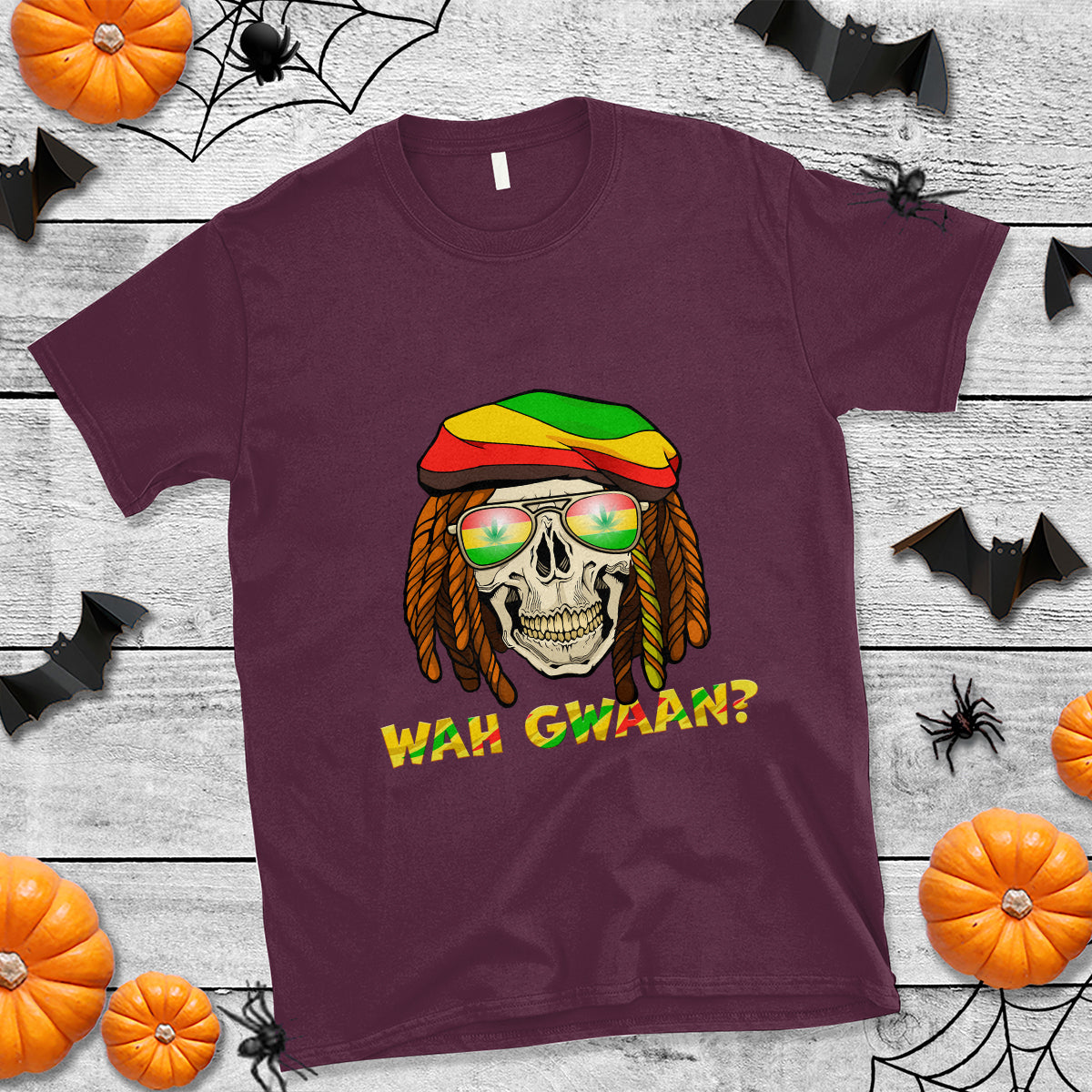 Jamaica T Shirt Wah Gwaan Jamaican Skull Pride Jamaica Flag Reggae Vacation - Wonder Print Shop