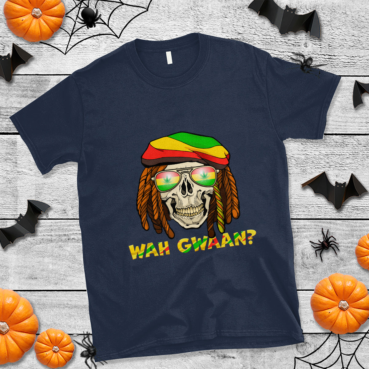 Jamaica T Shirt Wah Gwaan Jamaican Skull Pride Jamaica Flag Reggae Vacation - Wonder Print Shop