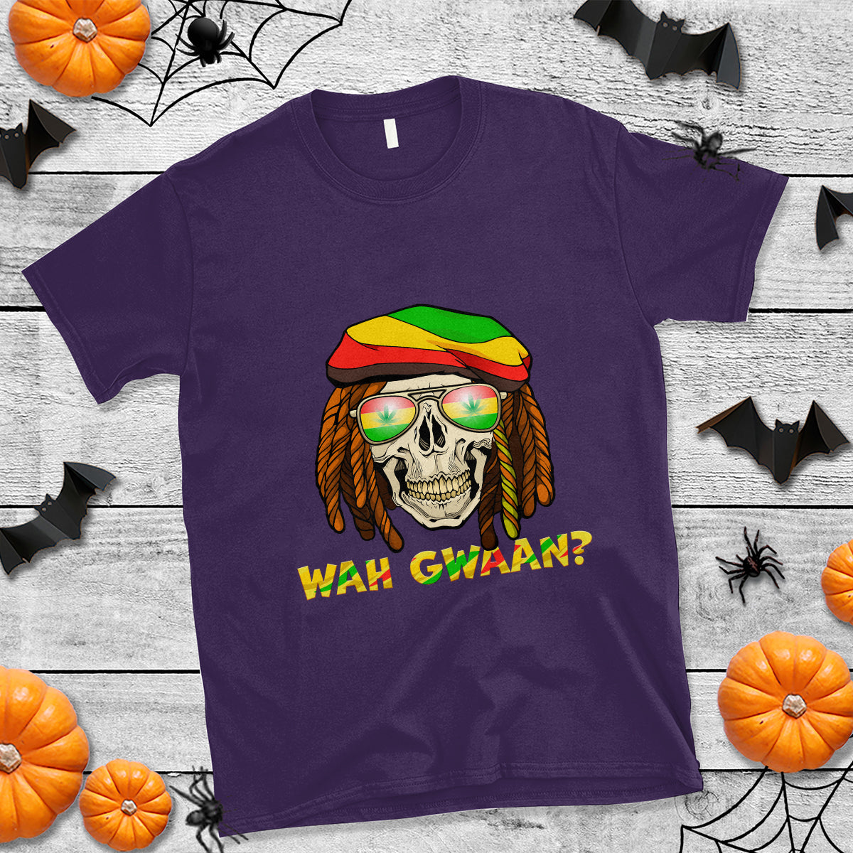 Jamaica T Shirt Wah Gwaan Jamaican Skull Pride Jamaica Flag Reggae Vacation - Wonder Print Shop