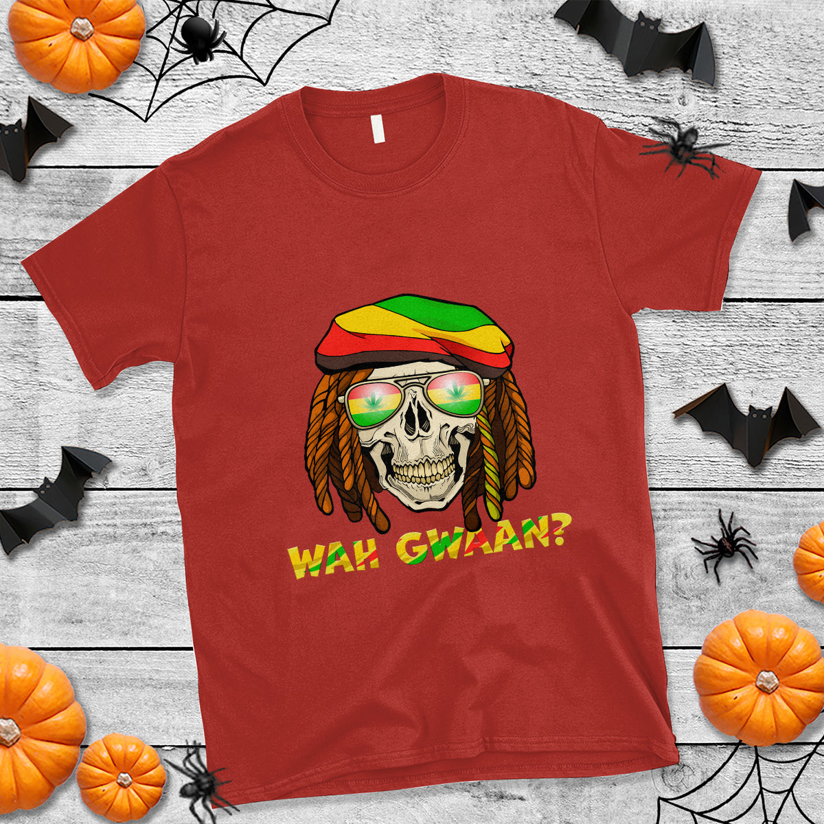 Jamaica T Shirt Wah Gwaan Jamaican Skull Pride Jamaica Flag Reggae Vacation - Wonder Print Shop