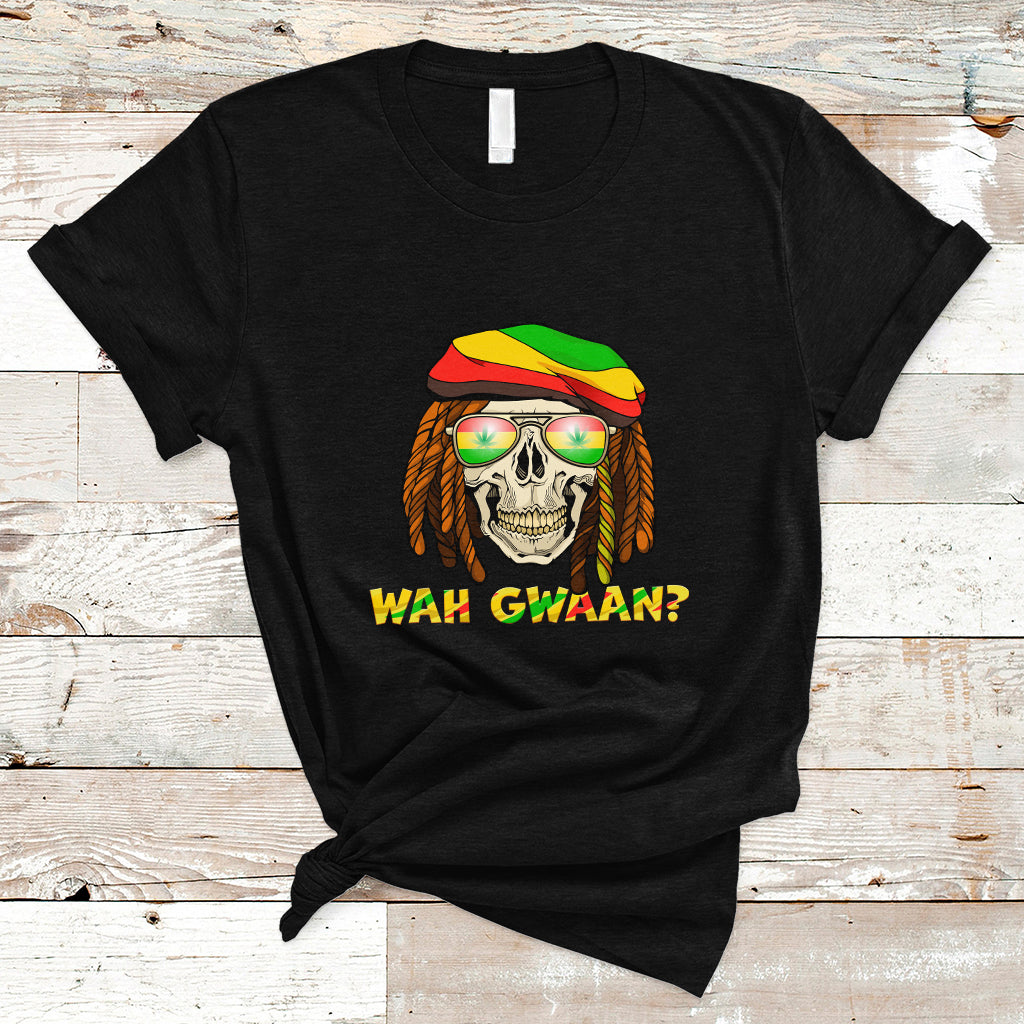 Jamaica T Shirt Wah Gwaan Jamaican Skull Pride Jamaica Flag Reggae Vacation - Wonder Print Shop