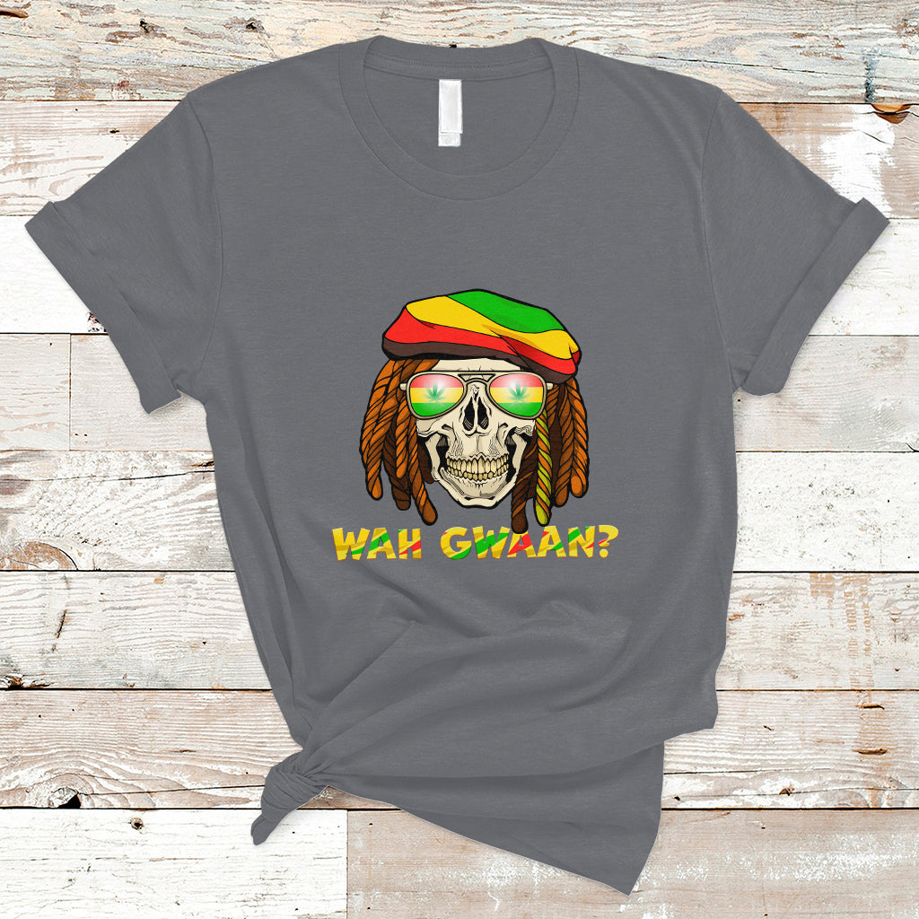 Jamaica T Shirt Wah Gwaan Jamaican Skull Pride Jamaica Flag Reggae Vacation - Wonder Print Shop