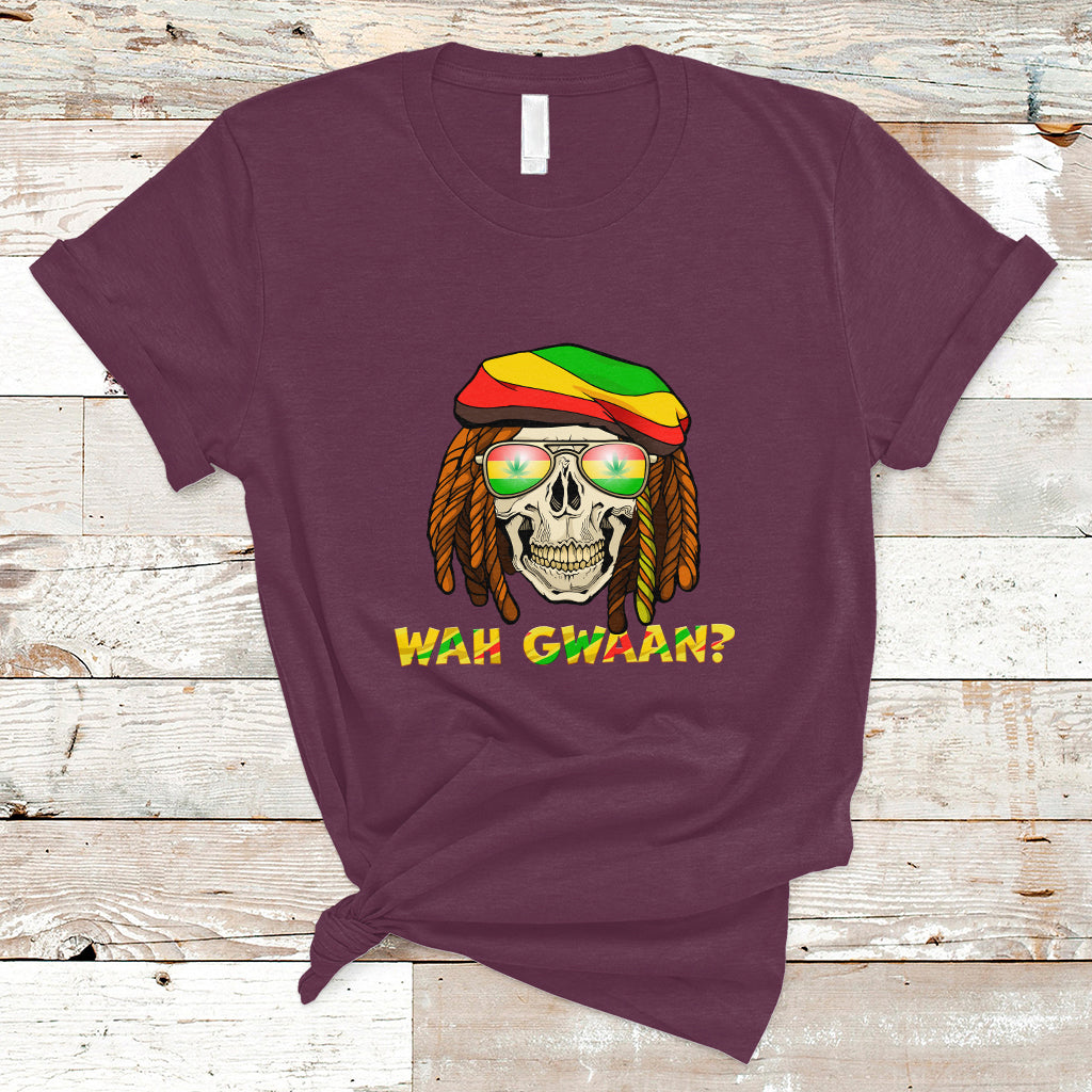 Jamaica T Shirt Wah Gwaan Jamaican Skull Pride Jamaica Flag Reggae Vacation - Wonder Print Shop