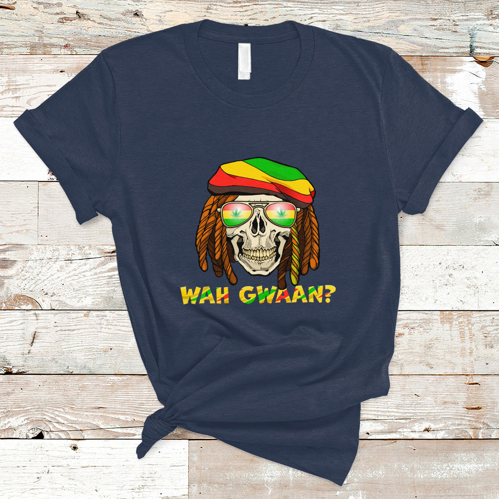 Jamaica T Shirt Wah Gwaan Jamaican Skull Pride Jamaica Flag Reggae Vacation - Wonder Print Shop