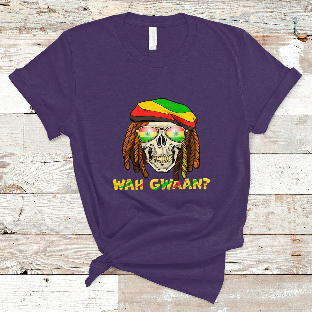 Jamaica T Shirt Wah Gwaan Jamaican Skull Pride Jamaica Flag Reggae Vacation - Wonder Print Shop