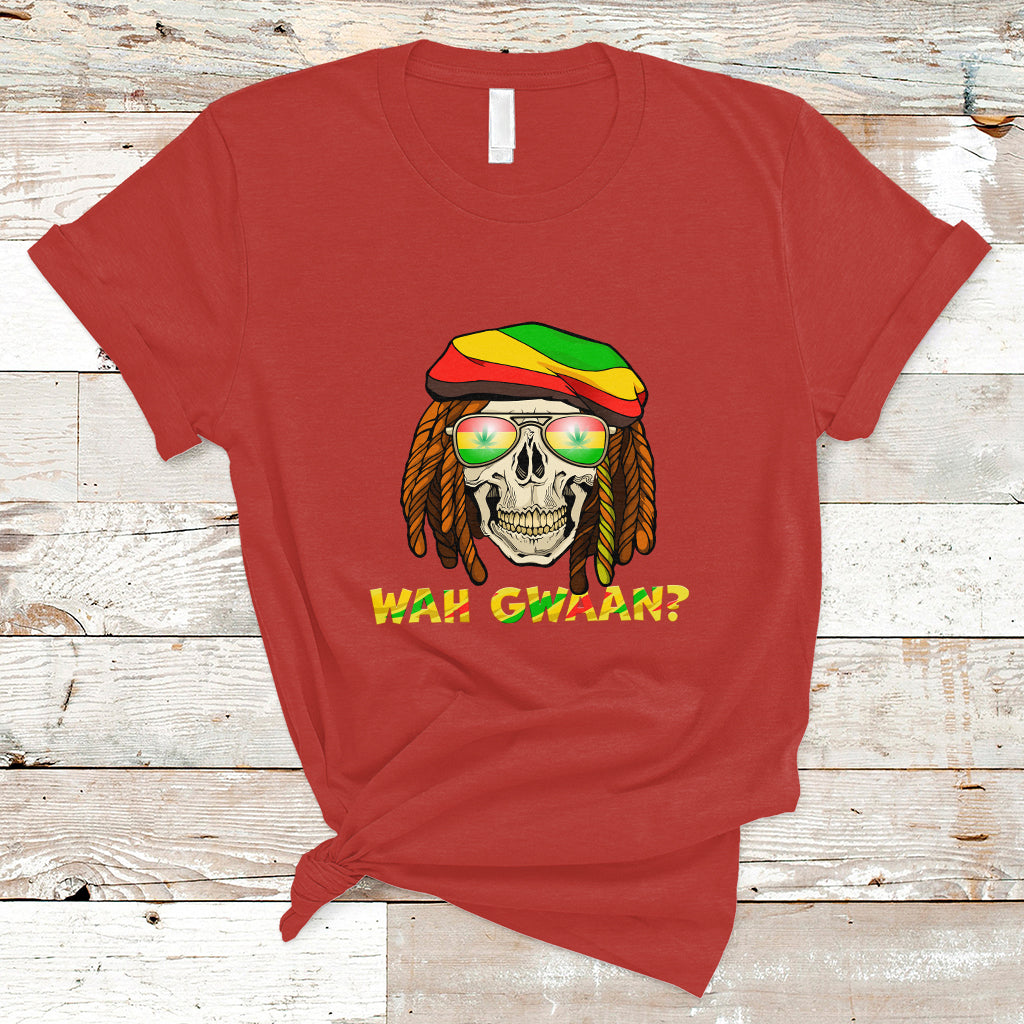 Jamaica T Shirt Wah Gwaan Jamaican Skull Pride Jamaica Flag Reggae Vacation - Wonder Print Shop