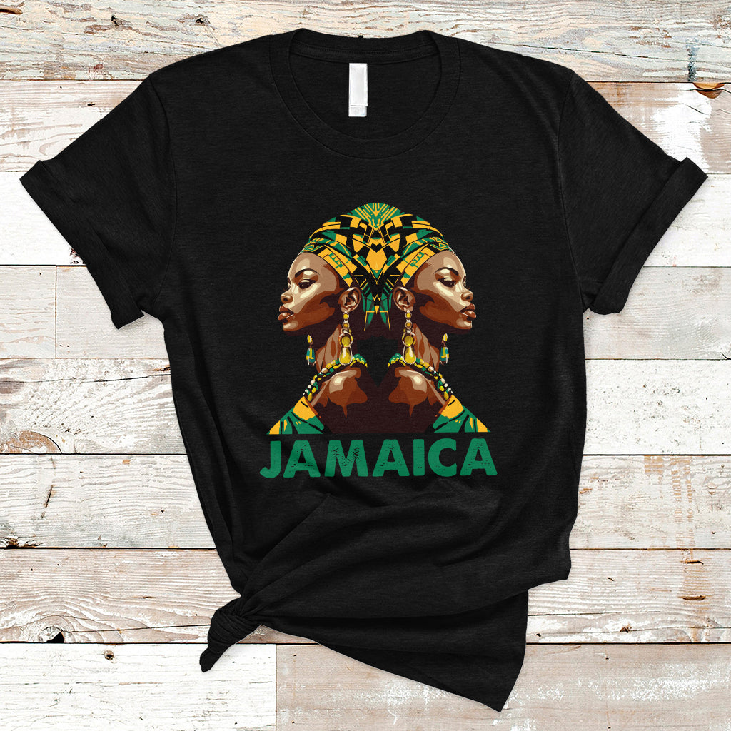 Jamaica T Shirt Jamaican Black Girls Melanin Queen Jamaica Flag Hair Womens - Wonder Print Shop