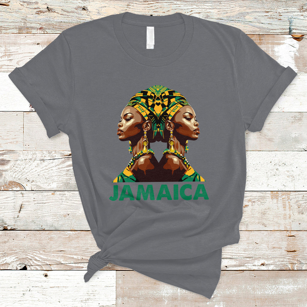 Jamaica T Shirt Jamaican Black Girls Melanin Queen Jamaica Flag Hair Womens - Wonder Print Shop