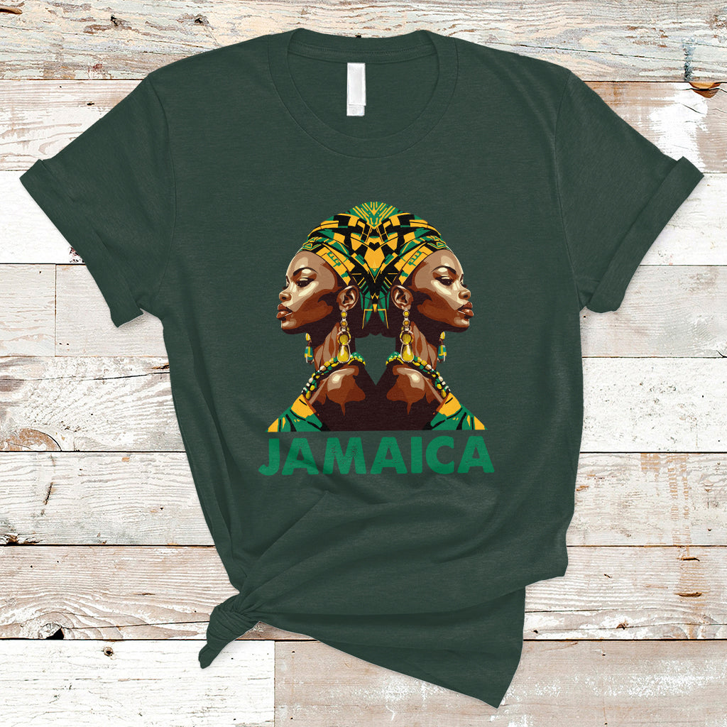 Jamaica T Shirt Jamaican Black Girls Melanin Queen Jamaica Flag Hair Womens - Wonder Print Shop