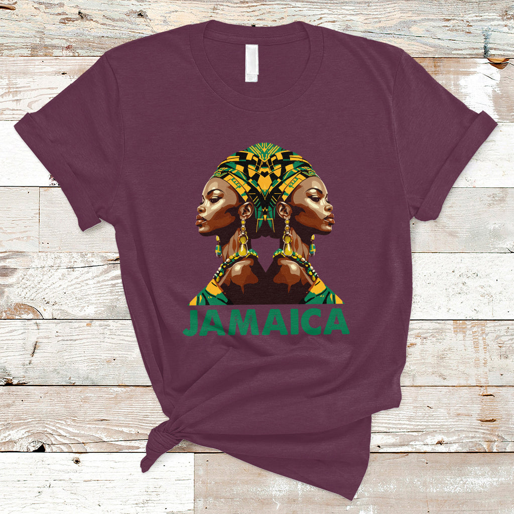 Jamaica T Shirt Jamaican Black Girls Melanin Queen Jamaica Flag Hair Womens - Wonder Print Shop