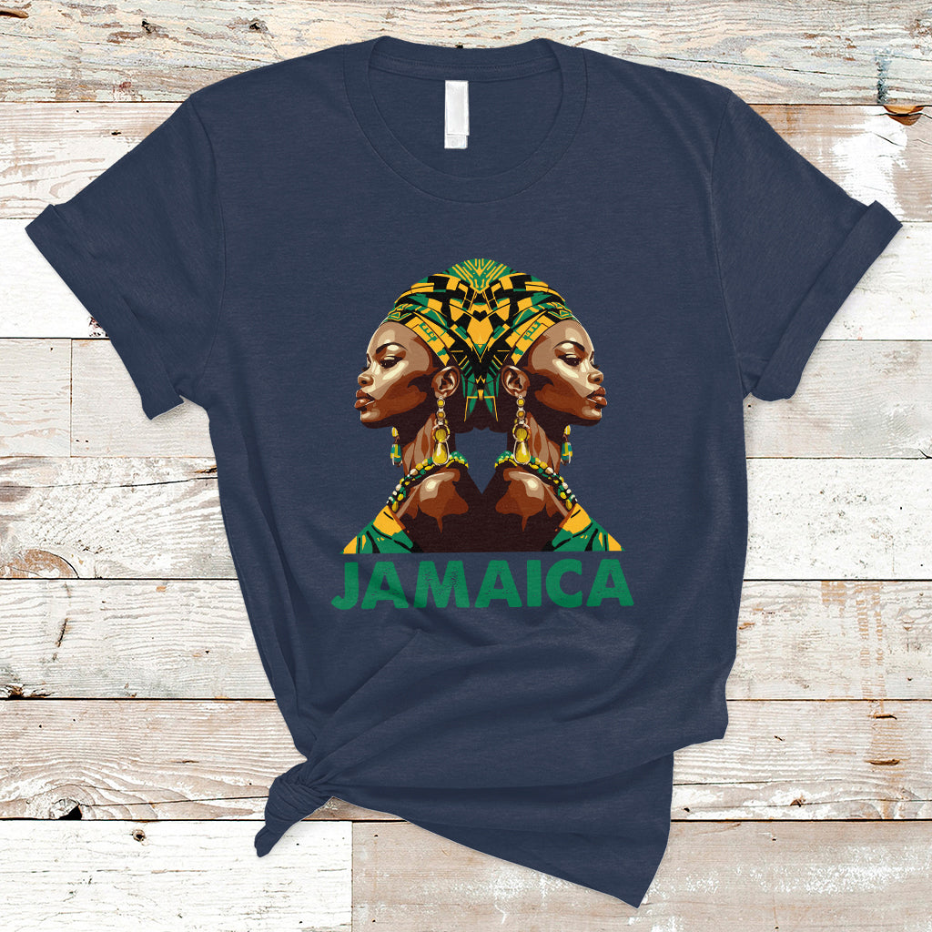 Jamaica T Shirt Jamaican Black Girls Melanin Queen Jamaica Flag Hair Womens - Wonder Print Shop