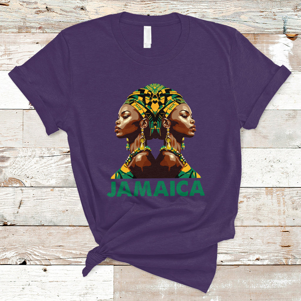 Jamaica T Shirt Jamaican Black Girls Melanin Queen Jamaica Flag Hair Womens - Wonder Print Shop