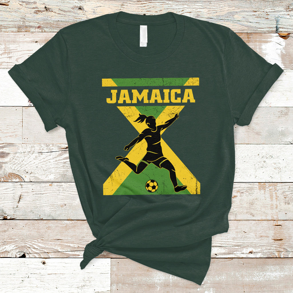 Jamaica Women Football T Shirt Jamaican Flag Girls Soccer Futbol Fan Lover - Wonder Print Shop