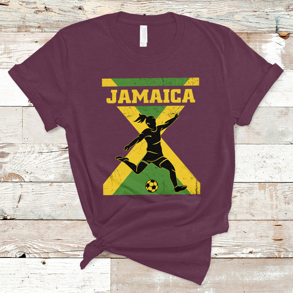 Jamaica Women Football T Shirt Jamaican Flag Girls Soccer Futbol Fan Lover - Wonder Print Shop