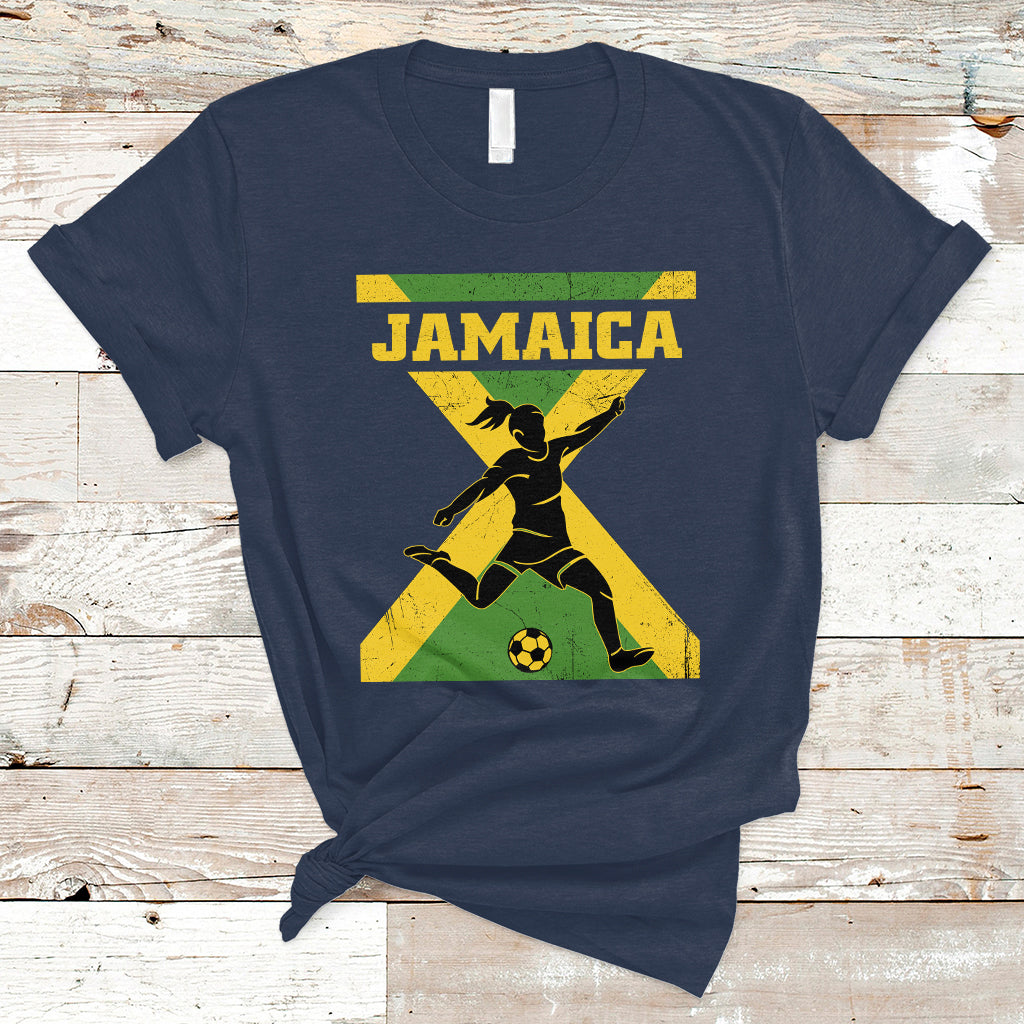 Jamaica Women Football T Shirt Jamaican Flag Girls Soccer Futbol Fan Lover - Wonder Print Shop