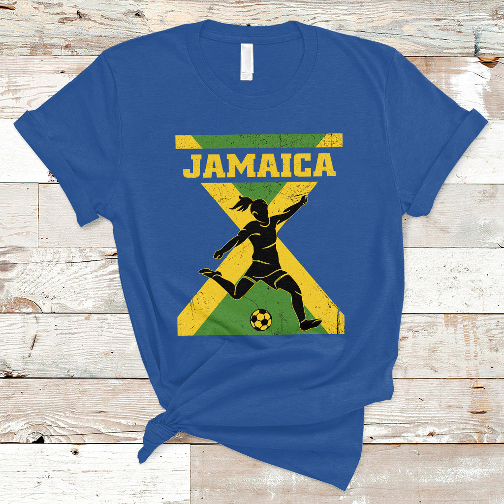 Jamaica Women Football T Shirt Jamaican Flag Girls Soccer Futbol Fan Lover - Wonder Print Shop