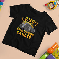 Childhood Cancer Awareness T Shirt For Kid Crush Childhood Cancer Monster Truck Gold Ribbon - Wonder Print Shop