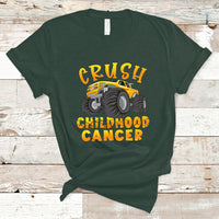 Childhood Cancer Awareness T Shirt Crush Childhood Cancer Monster Truck Gold Ribbon - Wonder Print Shop
