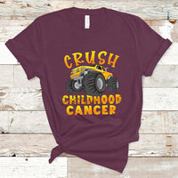 Childhood Cancer Awareness T Shirt Crush Childhood Cancer Monster Truck Gold Ribbon - Wonder Print Shop