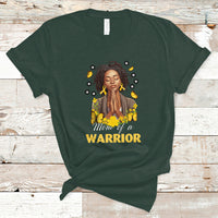 Childhood Cancer Awareness T Shirt Mom Of A Warrior Messy Bun Melanin Gold Ribbon Support Squad - Wonder Print Shop