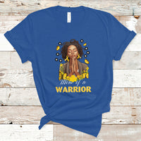 Childhood Cancer Awareness T Shirt Mom Of A Warrior Messy Bun Melanin Gold Ribbon Support Squad - Wonder Print Shop