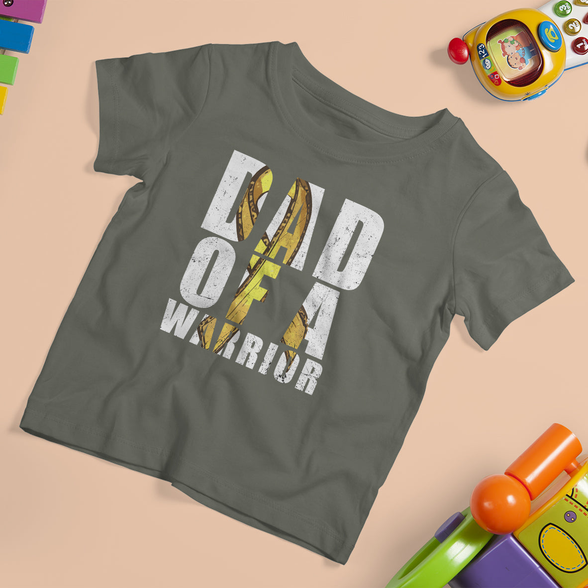 Childhood Cancer Awareness T Shirt For Kid In This Family Nobody Fights Alone Gold Ribbon Support Squad - Wonder Print Shop