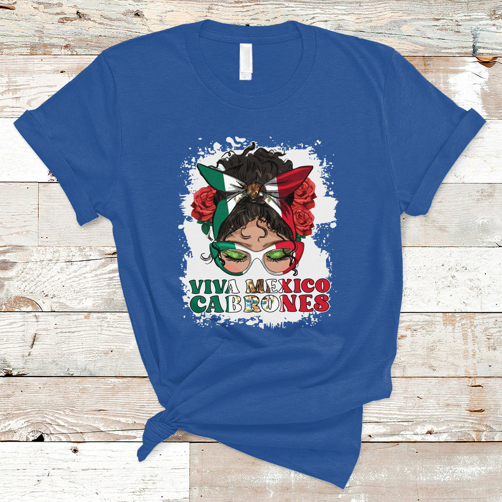 Mexican Independence Day T Shirt Viva Mexico Cabrone Messy Bun Latino Hispanic Mexican Flag - Wonder Print Shop