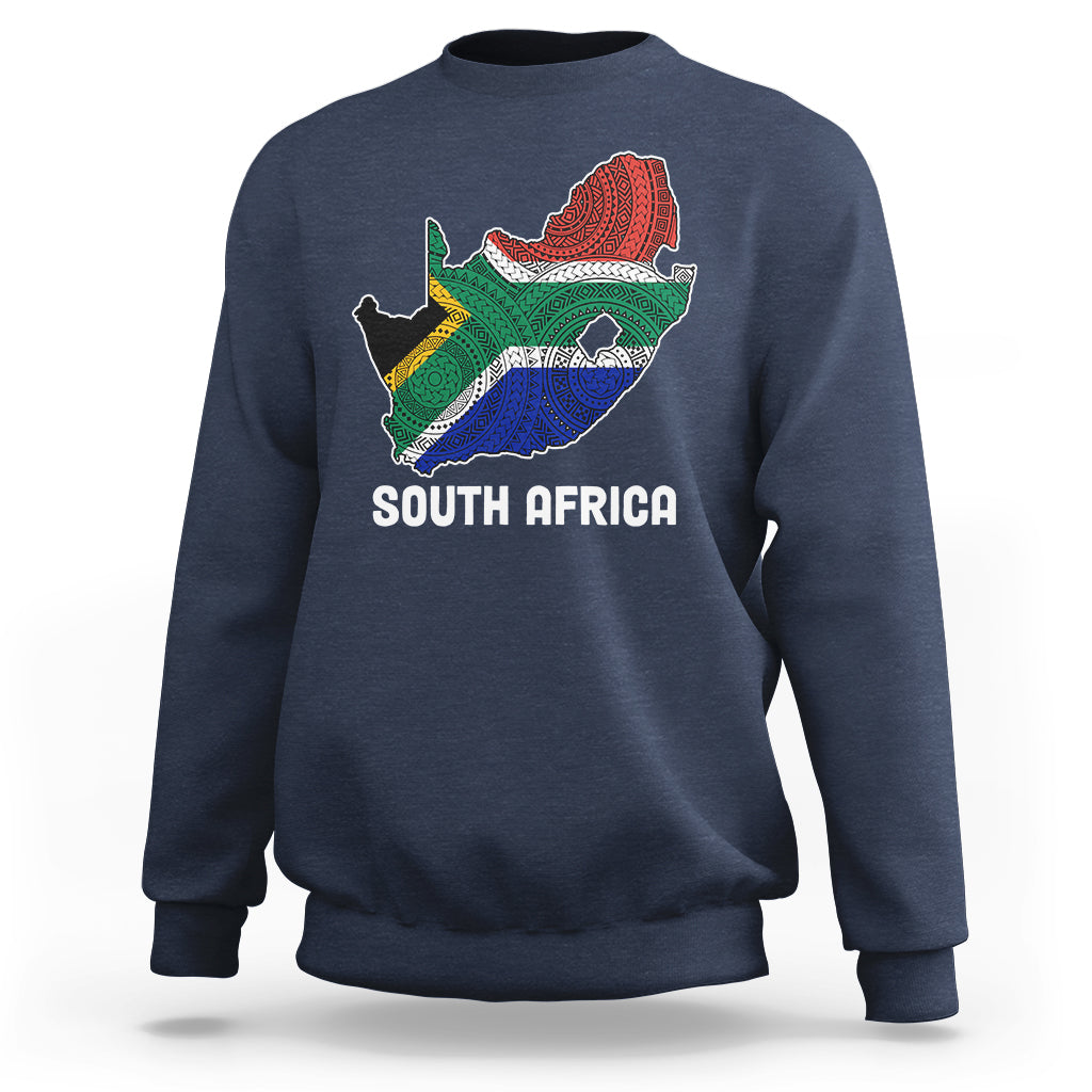 South Africa Pride Sweatshirt South African Flag Map - Wonder Print Shop