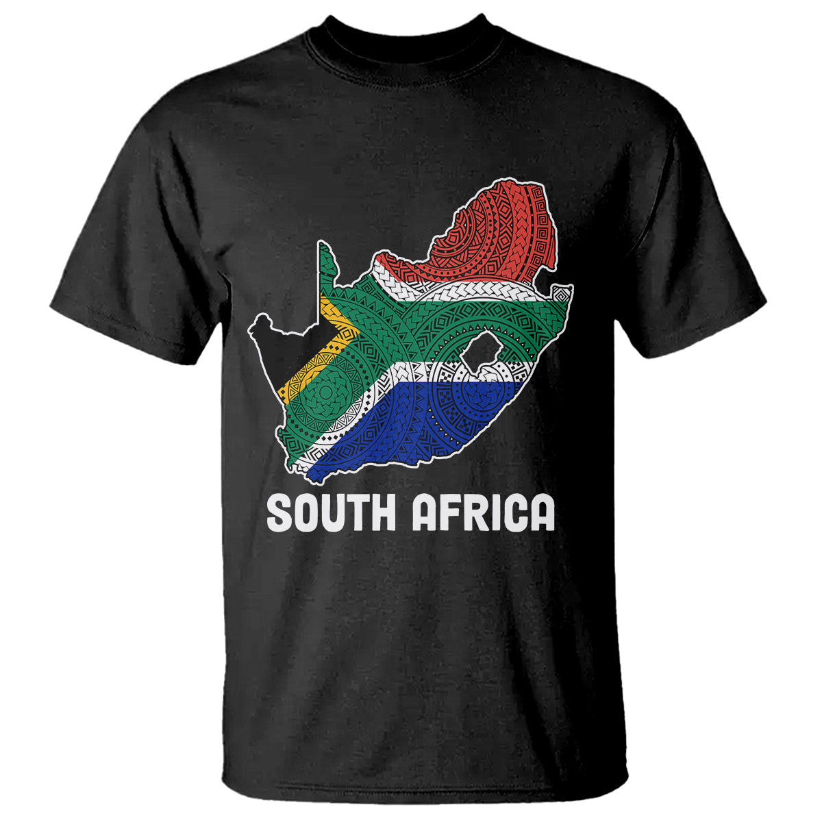 South Africa Pride T Shirt South African Flag Map - Wonder Print Shop