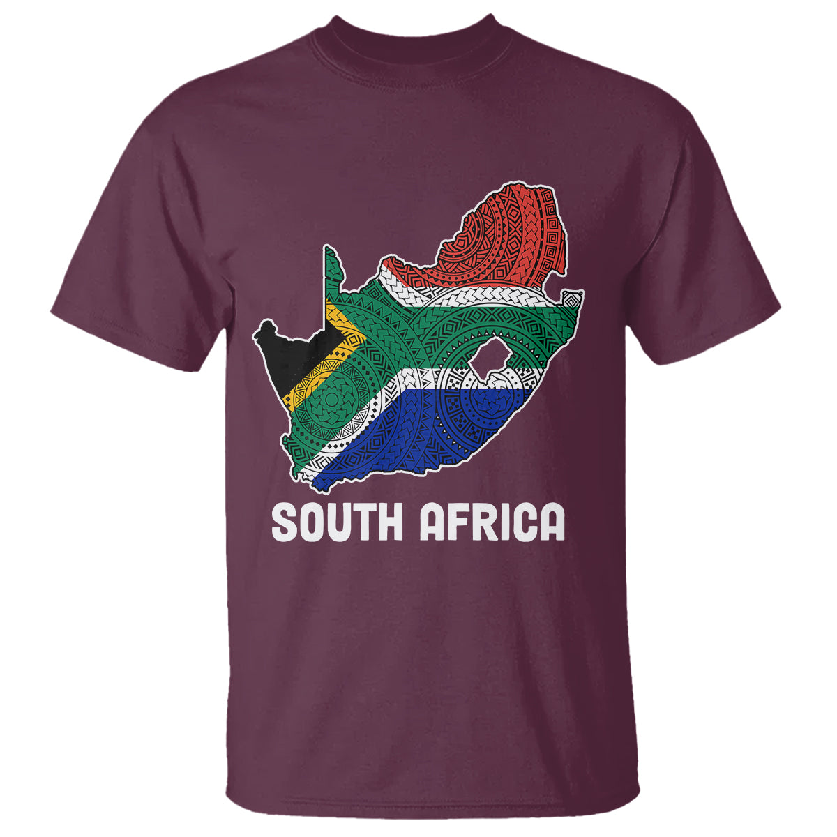 South Africa Pride T Shirt South African Flag Map - Wonder Print Shop