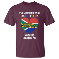 South Africa T Shirt I'm Married To A South African Nothing Scares Me Funny - Wonder Print Shop
