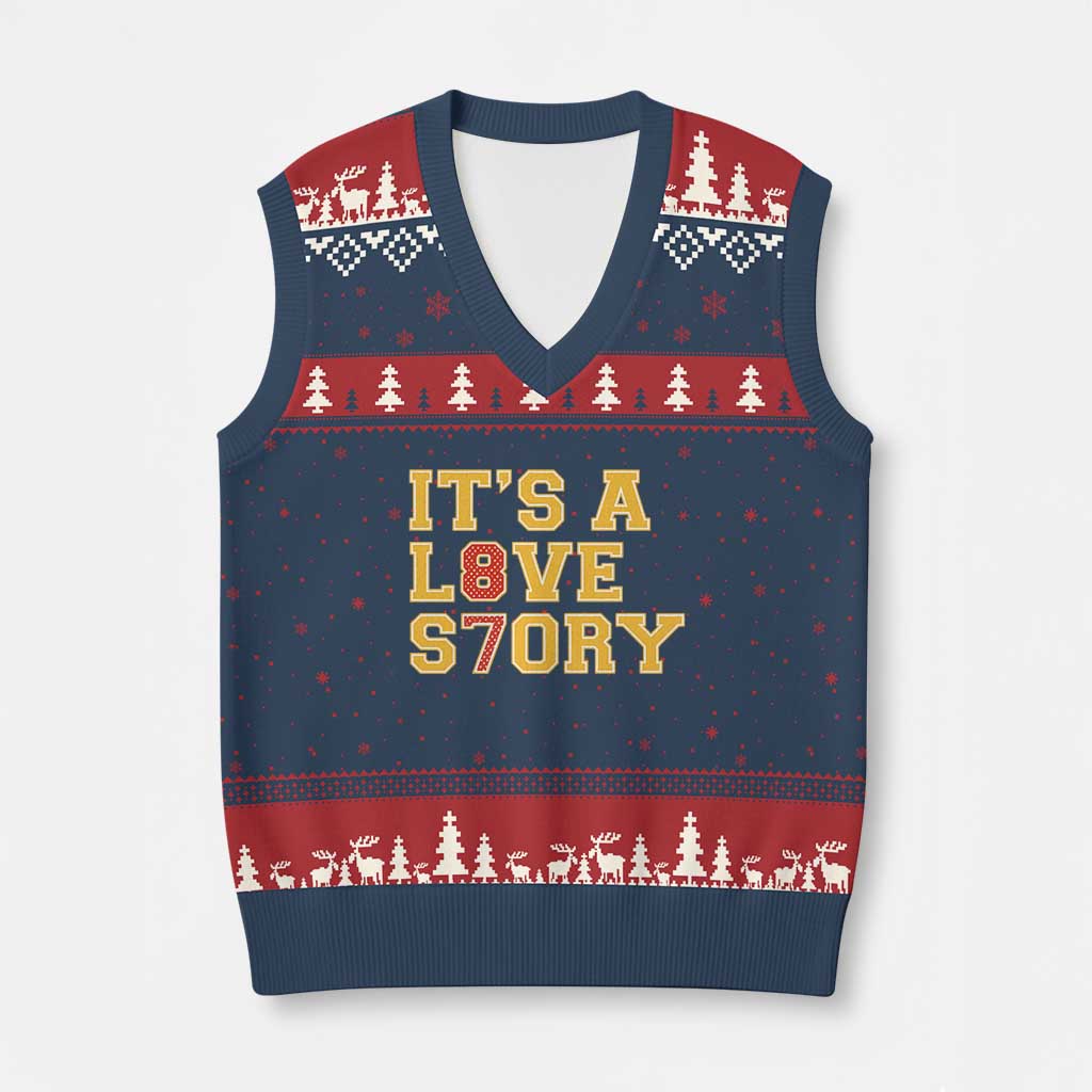It’s a Love Story 87 V-Neck Knit Sweater Vest Inspired Football Romance - Wonder Print Shop