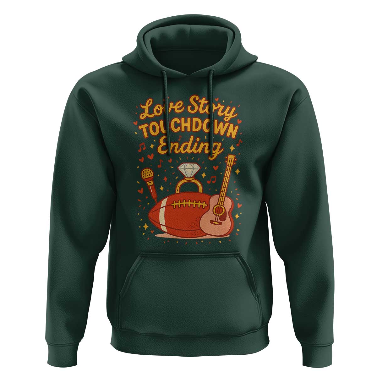Love Story Touchdown Ending Hoodie Football And Music Engagement - Wonder Print Shop