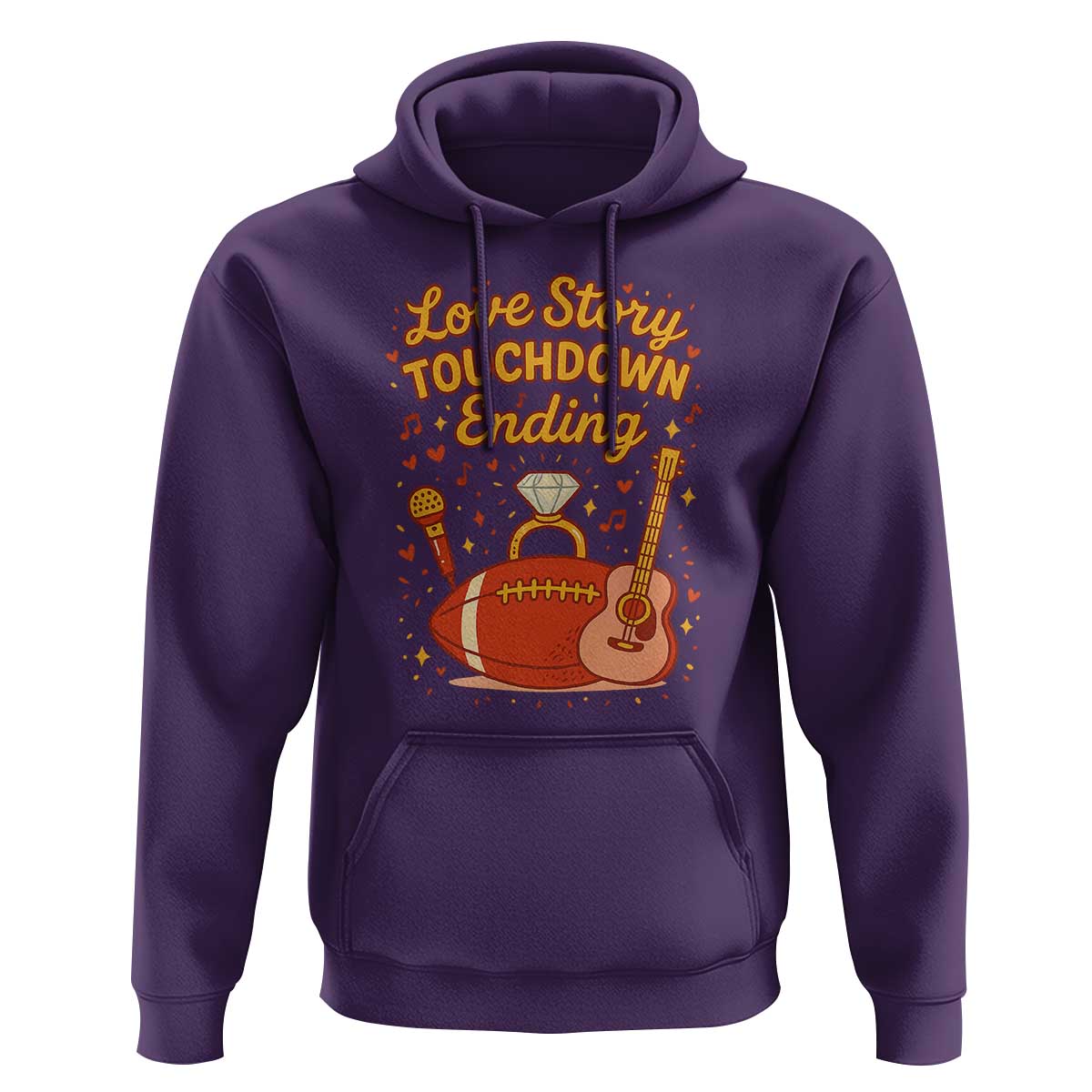 Love Story Touchdown Ending Hoodie Football And Music Engagement - Wonder Print Shop