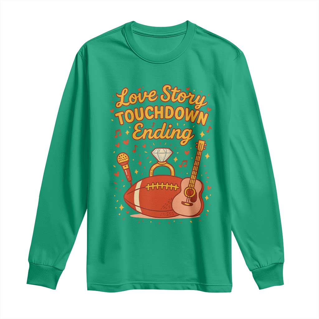 Love Story Touchdown Ending Long Sleeve Shirt Football And Music Engagement - Wonder Print Shop