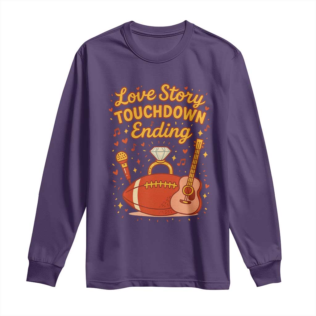 Love Story Touchdown Ending Long Sleeve Shirt Football And Music Engagement - Wonder Print Shop