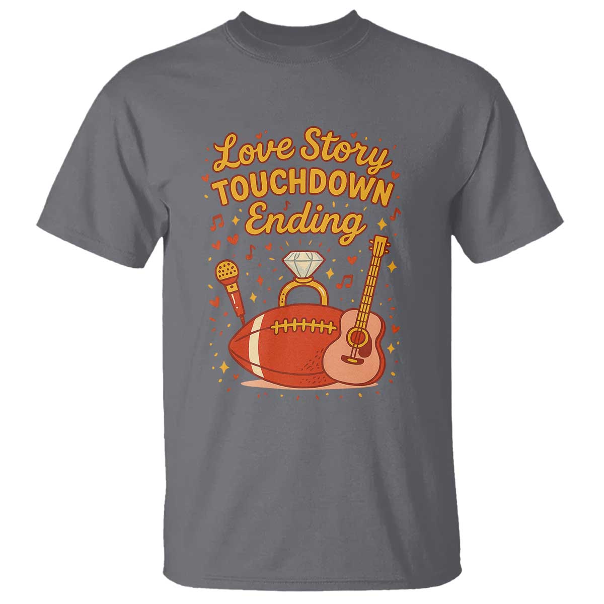 Love Story Touchdown Ending T Shirt Football And Music Engagement - Wonder Print Shop