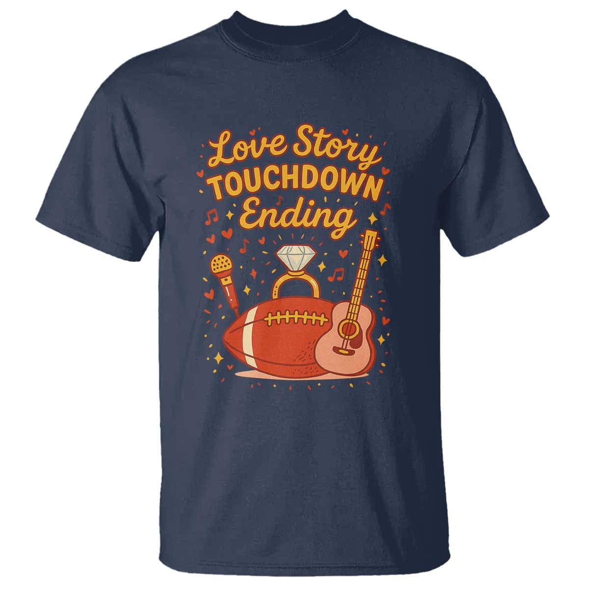 Love Story Touchdown Ending T Shirt Football And Music Engagement - Wonder Print Shop