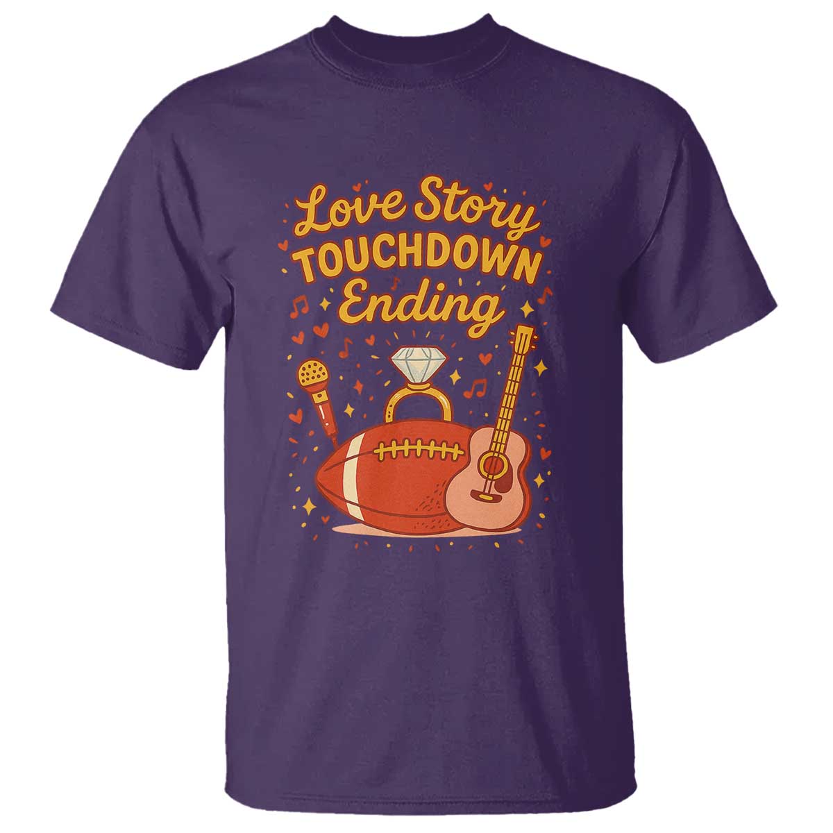 Love Story Touchdown Ending T Shirt Football And Music Engagement - Wonder Print Shop