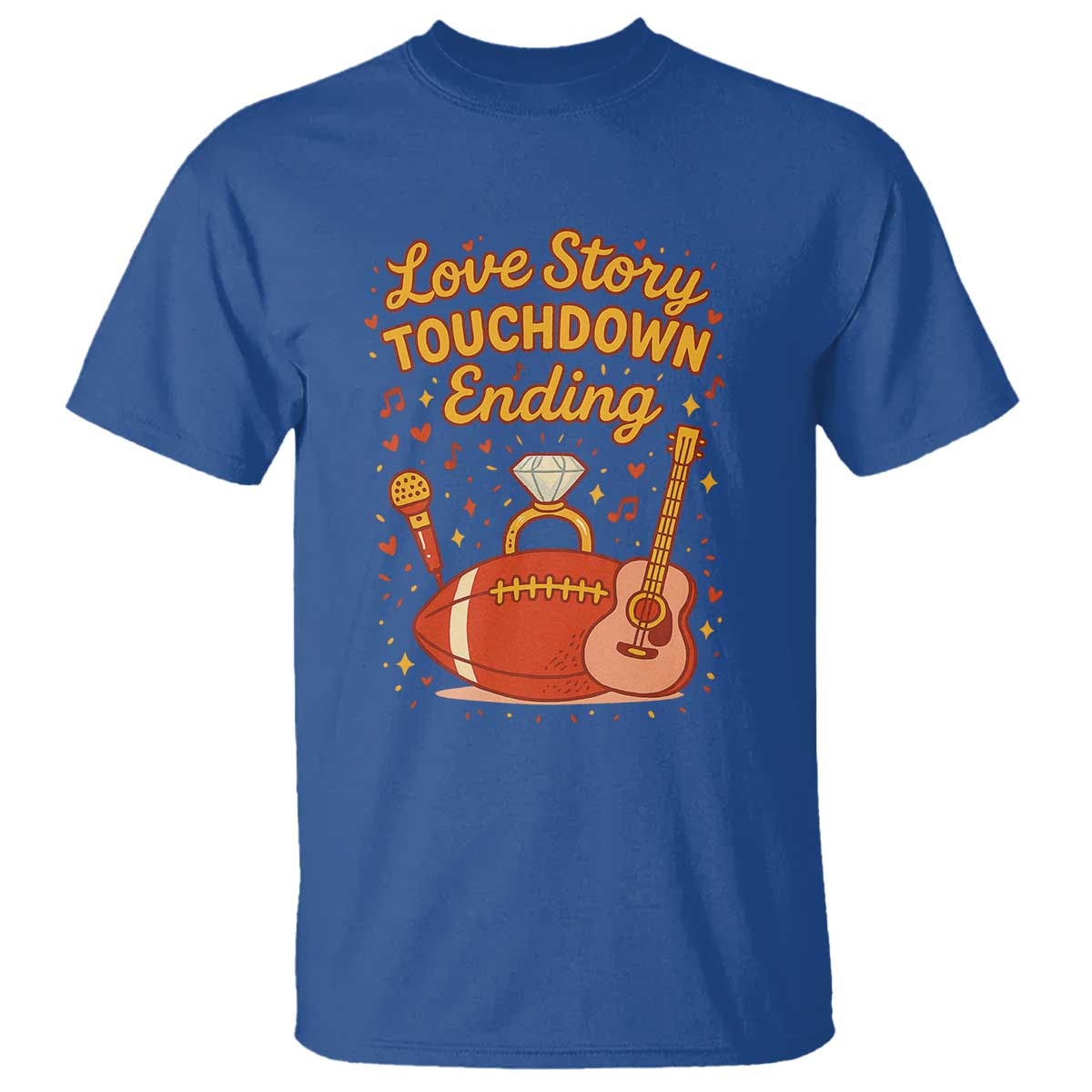 Love Story Touchdown Ending T Shirt Football And Music Engagement - Wonder Print Shop