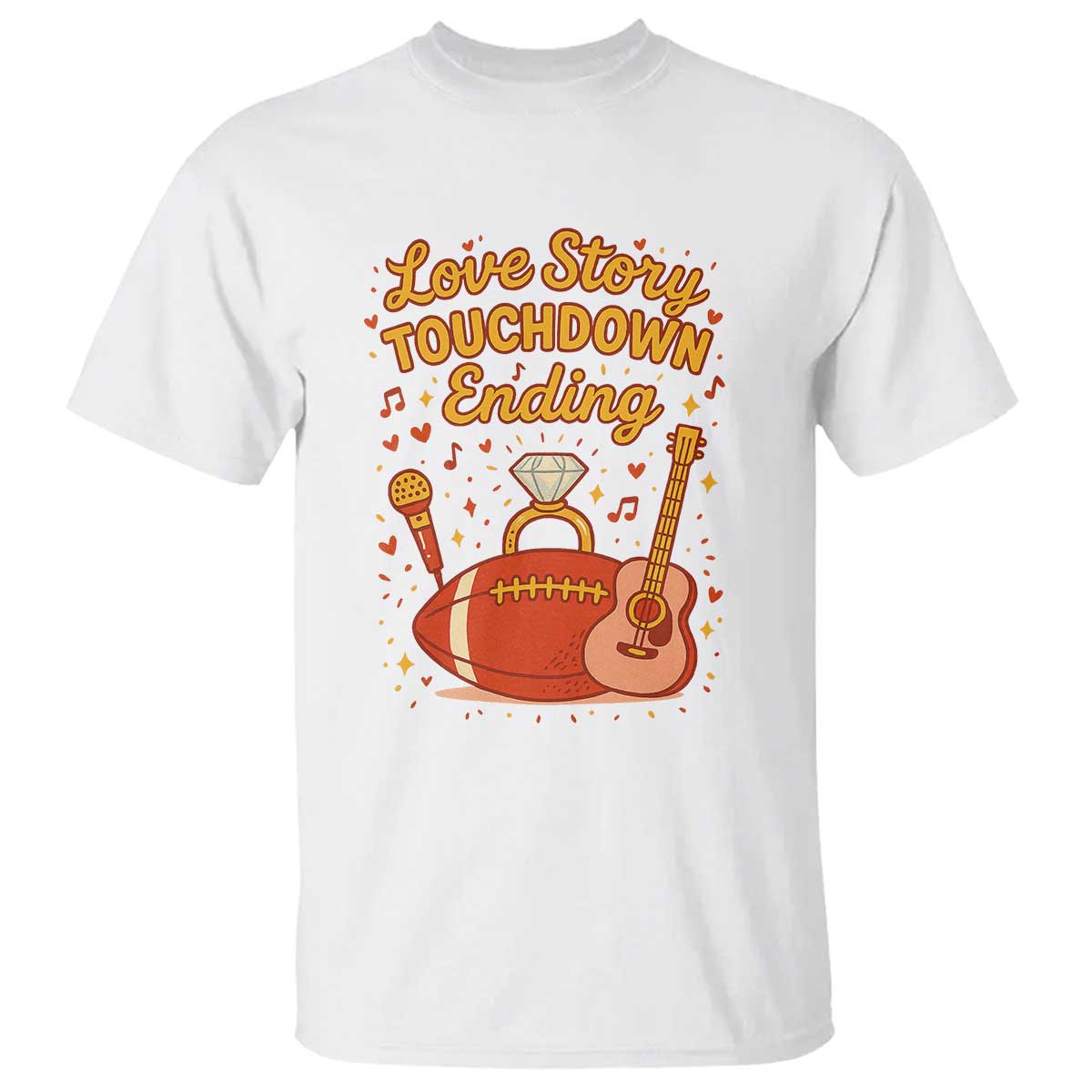 Love Story Touchdown Ending T Shirt Football And Music Engagement - Wonder Print Shop