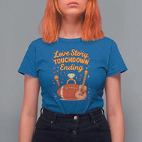 Love Story Touchdown Ending T Shirt For Women Football And Music Engagement - Wonder Print Shop