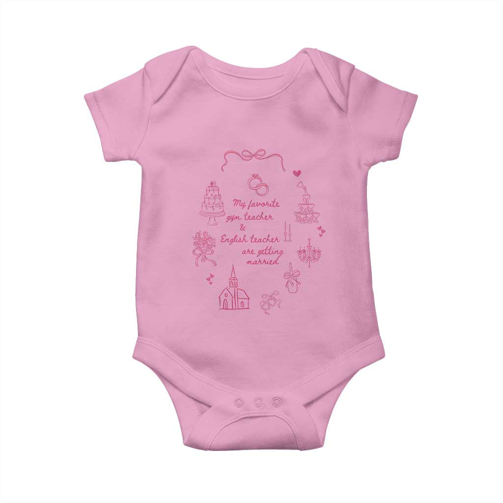 My Favorite Gym Teacher and English Teacher Are Getting Married Baby Onesie Retro Coquette Bow Wedding Love Story - Wonder Print Shop