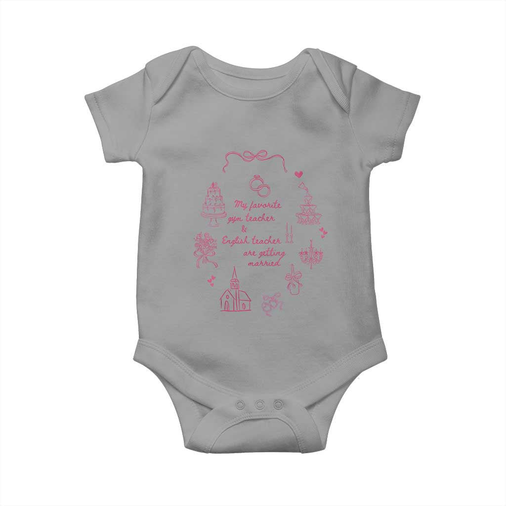 My Favorite Gym Teacher and English Teacher Are Getting Married Baby Onesie Retro Coquette Bow Wedding Love Story - Wonder Print Shop