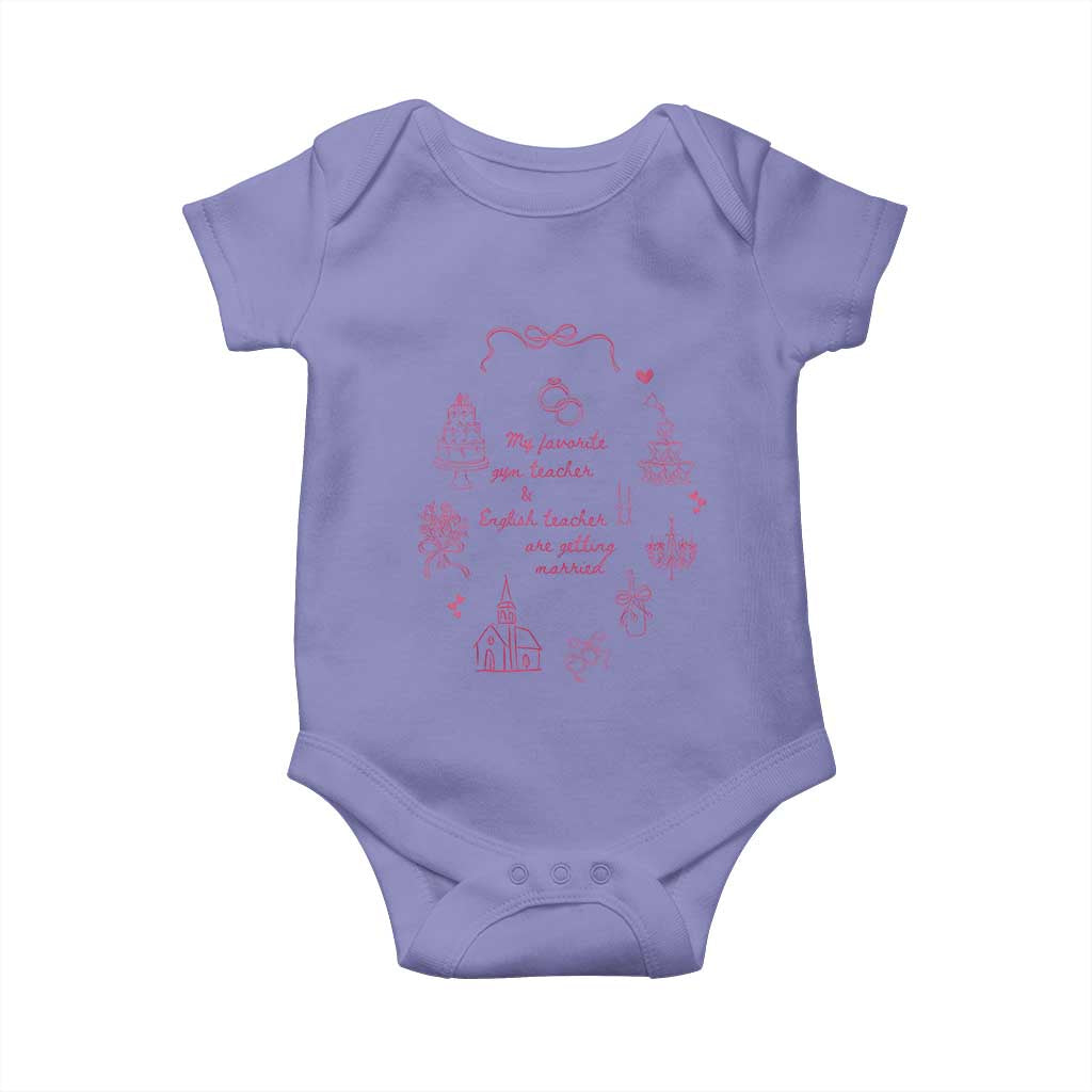 My Favorite Gym Teacher and English Teacher Are Getting Married Baby Onesie Retro Coquette Bow Wedding Love Story - Wonder Print Shop