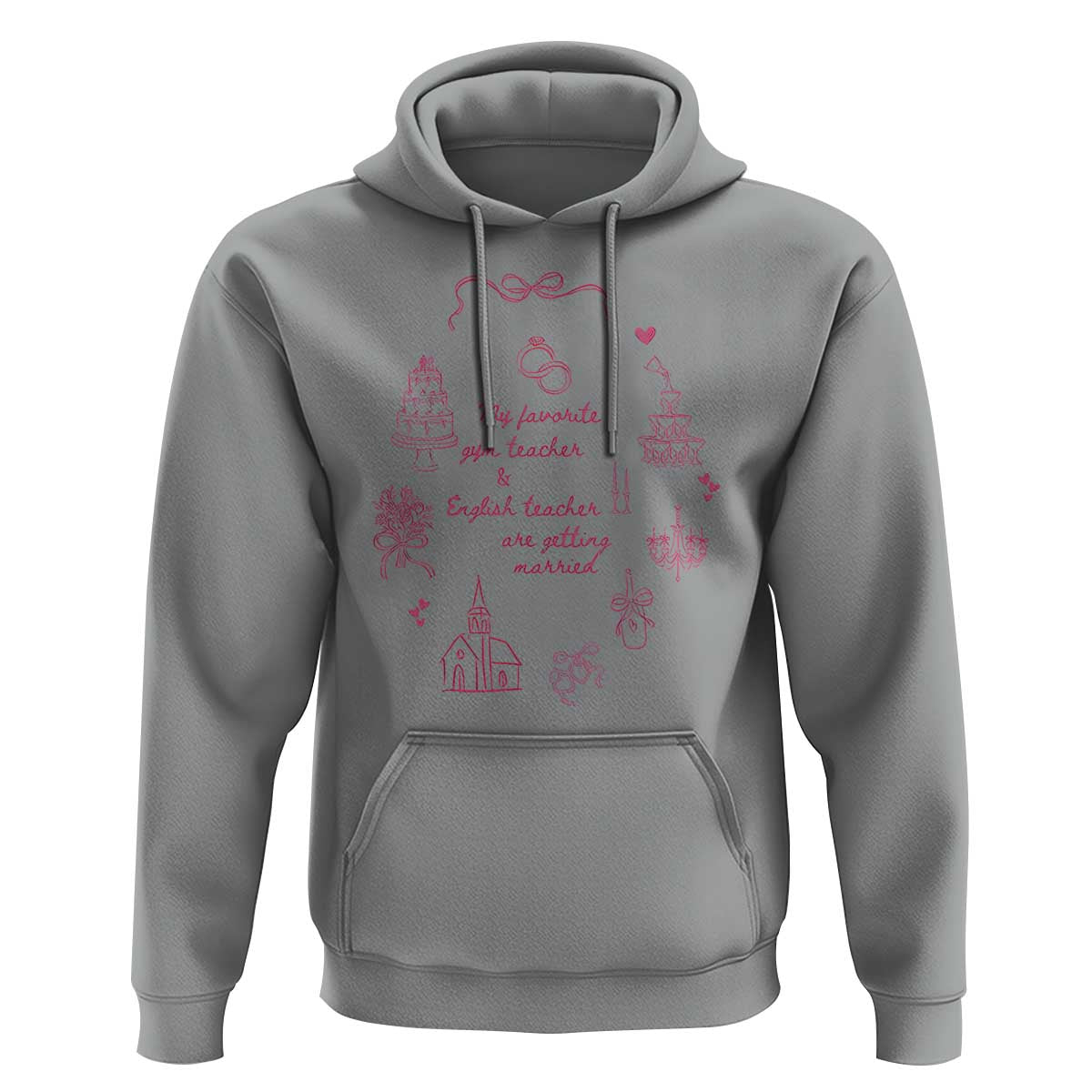 My Favorite Gym Teacher and English Teacher Are Getting Married Hoodie Retro Coquette Bow Wedding Love Story - Wonder Print Shop