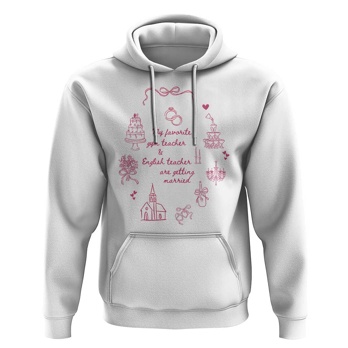 My Favorite Gym Teacher and English Teacher Are Getting Married Hoodie Retro Coquette Bow Wedding Love Story - Wonder Print Shop