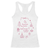 My Favorite Gym Teacher and English Teacher Are Getting Married Racerback Tank Top Retro Coquette Bow Wedding Love Story - Wonder Print Shop